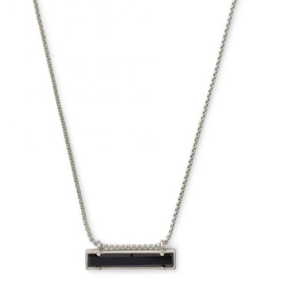 Kendra Scott adjustable bar pendant necklace with black opaque stone - Picture 1 of 5